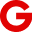 Red letter G on black background.